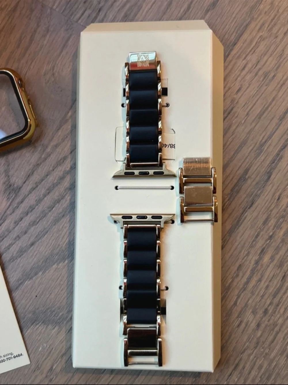 Anne Klein Black Silicone and Gold tone Link Watch Band